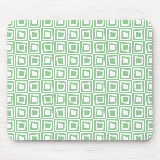 Retro Squares - Faded Green on White Mouse Pad (Front)