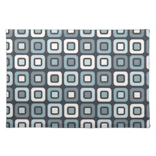Retro Squares -Grey Blue- Placemat