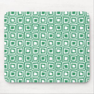 Retro Squares - Kentucky Green on White Mouse Pad