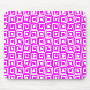 Retro Squares - Magenta on White Mouse Pad