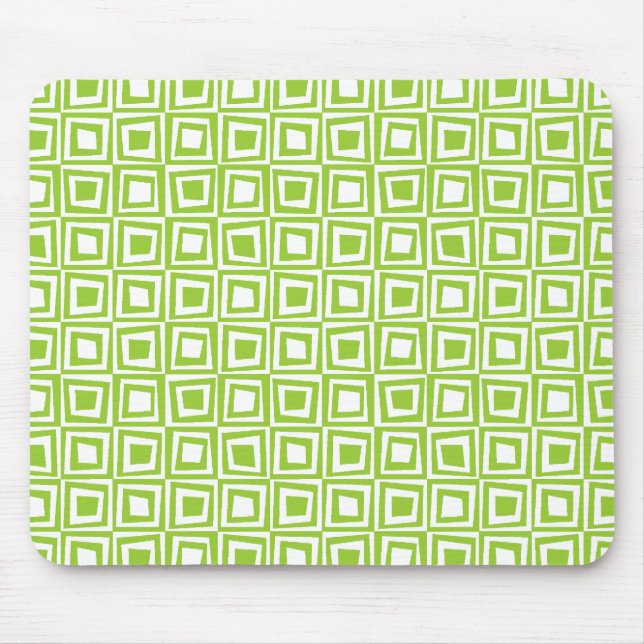 Retro Squares - Martian Green on White Mouse Pad (Front)