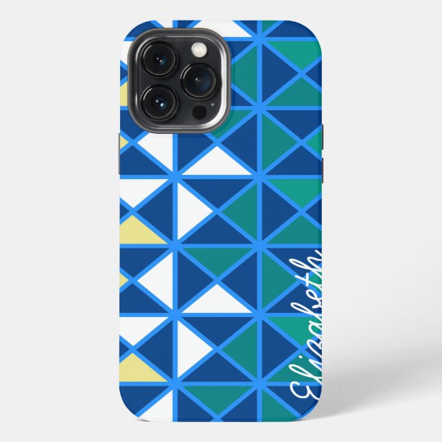 Retro Squares Modern Geometric Pattern iPhone Case (Back)