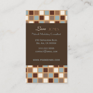 Retro Squares Mosaic Tiles/dark chocolate accent Business Card