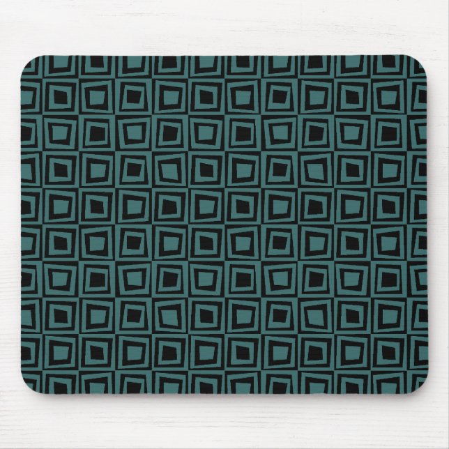 Retro Squares - Moss Green on Black Mouse Pad (Front)