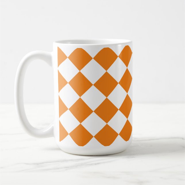 Retro Squares Orange and White Retro Coffee Mug (Left)
