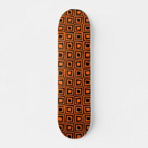 Retro Squares - Orange on Black Skateboard