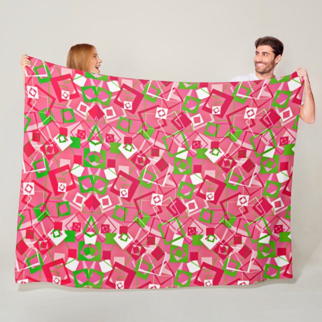 Retro Squares Pattern Fleece Blanket (In Situ)