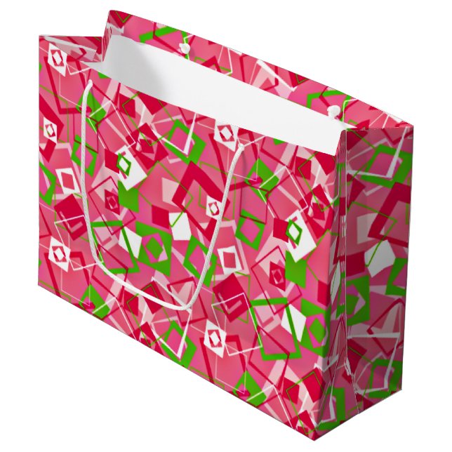 Retro Squares Pattern Large Gift Bag (Front Angled)