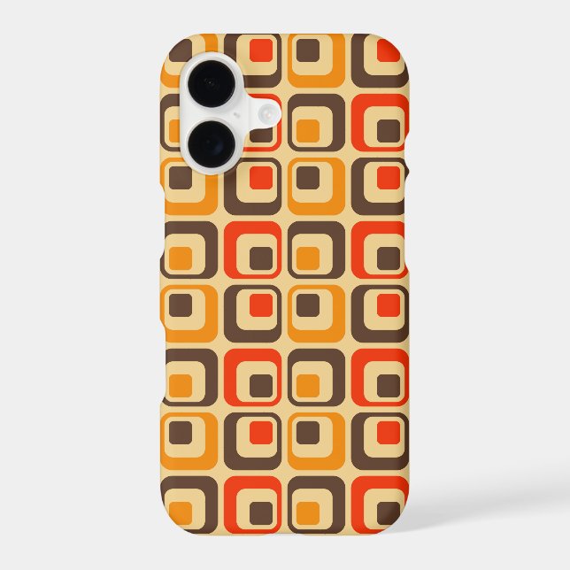 Retro Squares Pattern - Red, Brown & Orange (Back)