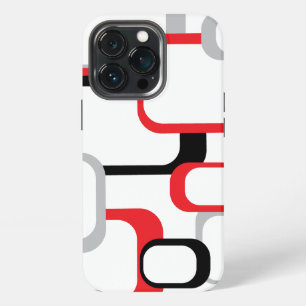 Retro Squares Pattern Red Grey Black White iPhone 13 Pro Case