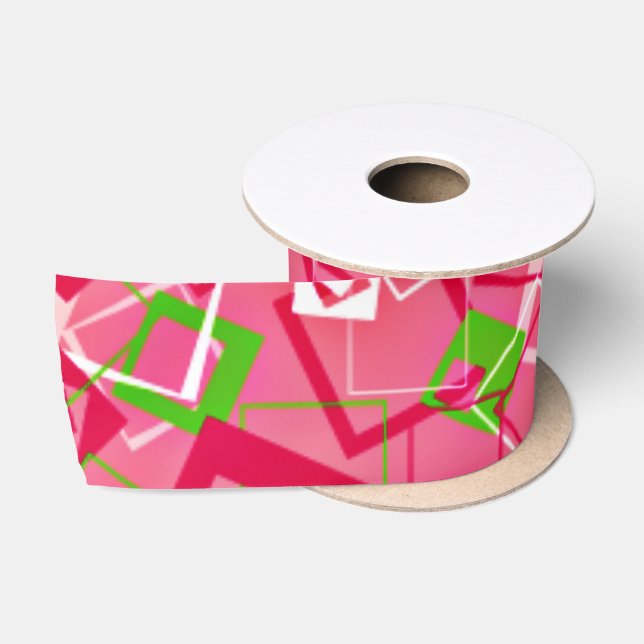 Retro Squares Pattern Satin Ribbon (Spool)