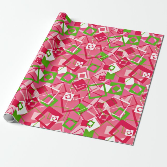 Retro Squares Pattern Wrapping Paper (Unrolled)