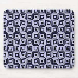 Retro Squares - Powder Blue on Black Mouse Pad