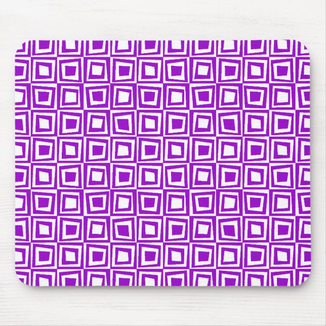 Retro Squares - Purple on White Mouse Pad (Front)