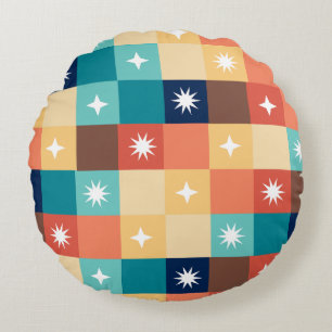 Retro Squares Round Cushion