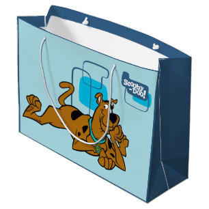 Retro Squares Scooby-Doo Lying Down Large Gift Bag