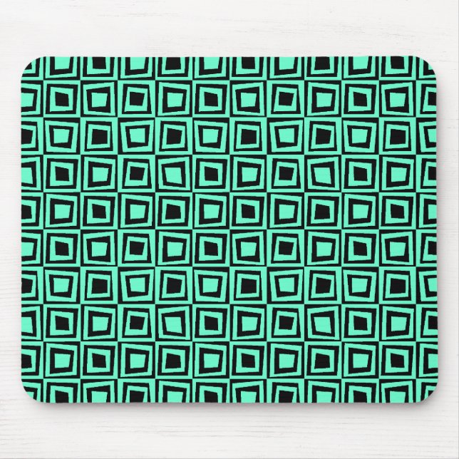 Retro Squares - Turquoise on Black Mouse Pad (Front)