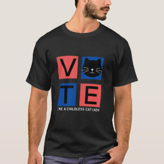 Retro Squares Vote Like A Childless Cat Lady Kamal T-Shirt
