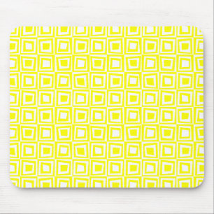 Retro Squares - Yellow on White Mouse Pad