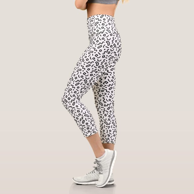 Retro Squiggle Pattern Capri Leggings (Left)