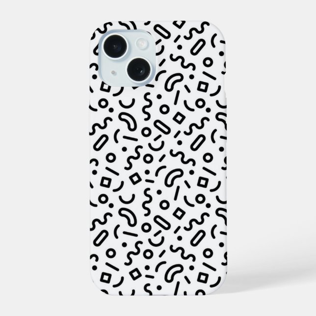 Retro Squiggle Pattern iPhone 15 Case (Back)