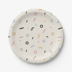 Retro Squiggle Pattern Paper Plate