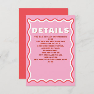 Retro Squiggle Wavy Curve Red Orange Wedding Enclosure Card