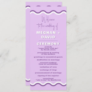 Retro Squiggle Wavy Purple Wedding Programme