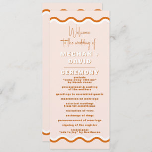 Retro Squiggle Wavy Terracotta Wedding Program Programme