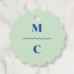 Retro Squiggle Wedding Monogram Favour Tags