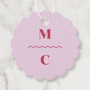 Retro Squiggle Wedding Monogram Favour Tags