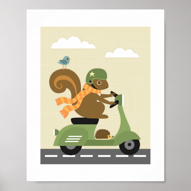 Retro Squirrel Poster Print (Front)