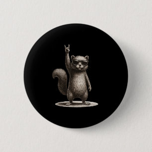 Retro Squirrel Rock Music Funny Gift Men Women Boy 6 Cm Round Badge