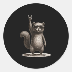 Retro Squirrel Rock Music Funny Gift Men Women Boy Classic Round Sticker