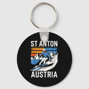 Retro st anton austria ski resort fun alpine skiin key ring