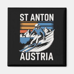 Retro St Anton Austria Ski Resort  Magnet