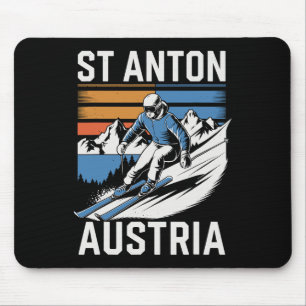 Retro St Anton Austria Ski Resort Mouse Pad