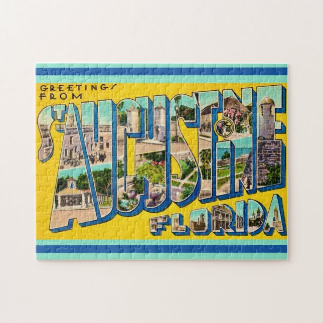 Retro St Augustine FL 11x14 Jigsaw Puzzle (Horizontal)