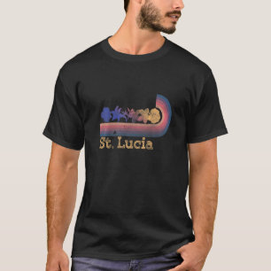 Retro St Lucia Tropical Flowers 80's Style Surfing T-Shirt