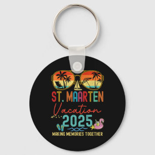 Retro St. Maarten Vacation 2025 Memories Matching  Key Ring