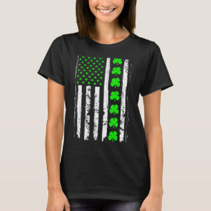 Retro St Patrick's Day Green Irish American Flag S T-Shirt