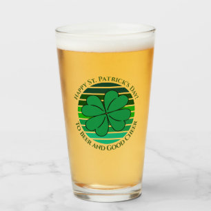 Retro St. Patrick's Day Irish 4 Leaf Clover Glass