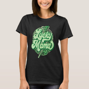 Retro St Patricks Day Lucky Mama Shamrock Lightnin T-Shirt