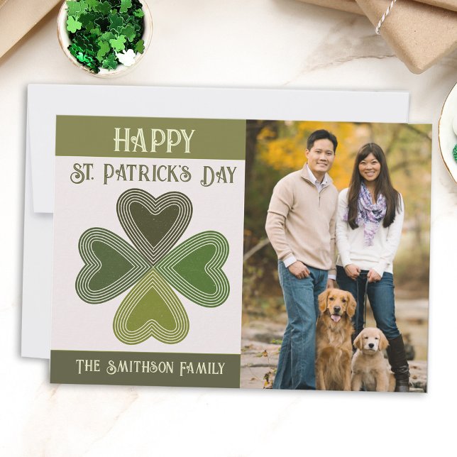 Retro St Patrick's Day Shamrock Irish Celtic Photo Holiday Card (Creator Uploaded)