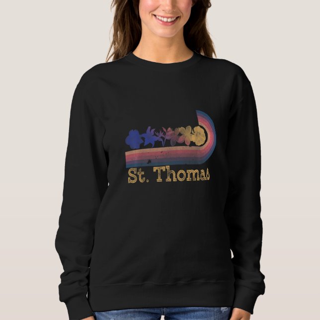 Retro St Thomas Tropical Flowers 80's Style Surfin Sweatshirt (Front)