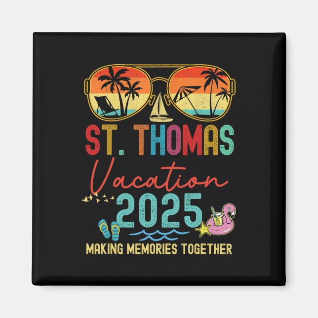 Retro St. Thomas Vacation 2025 Memories Matching G Magnet (Front)