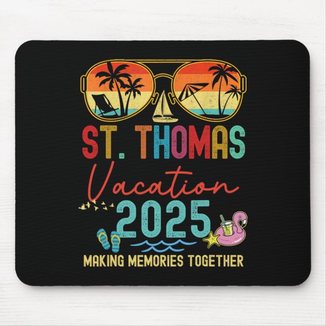 Retro St. Thomas Vacation 2025 Memories Matching G Mouse Pad (Front)