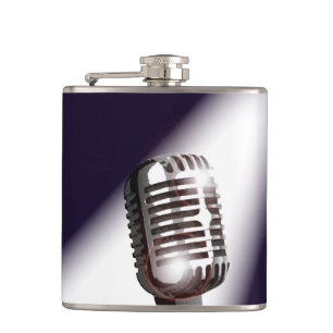 Retro Stage Microphone Hip Flask