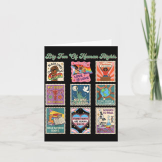 Retro stamp big fan of human rights funny quoteRet Card