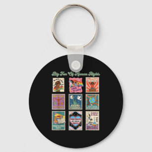Retro stamp big fan of human rights funny quoteRet Key Ring